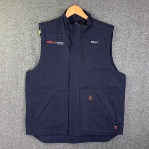Forge FR Canvas Vest Men XL Blue Flame Resistant Construction Mechanic